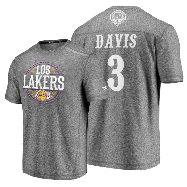 Men's Los Angeles Lakers Anthony Davis #3 NBA 2020 Latin Night Heathered Gray Basketball T-Shirt UVY3683SW